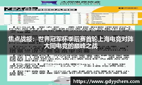焦点战报：世界冠军杯季后赛首轮上海电竞对阵大同电竞的巅峰之战